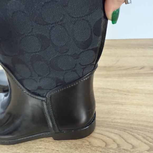 Coach Womens Black Logo To the Knee Tristee Rain Boot Size 7 - Picture 9 of 16